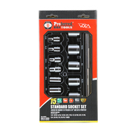 S06001 PROFERRED 3/8" DRIVE STANDARD SAE SOCKET SET - 15 PIECE 6 POINT STANDARD