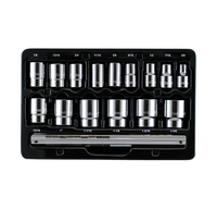 S08201 PROFERRED 1/2" DRIVE STANDARD SAE SOCKET SET - 15 PIECE 12 POINT STANDARD