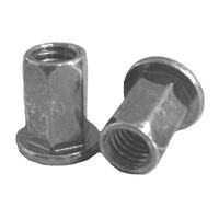 CFH Rivet Nut 3/8-16 UNC, [.020-.125 Grip Range] Large Flange Head, Full Hex Body, Steel/Zinc Yell