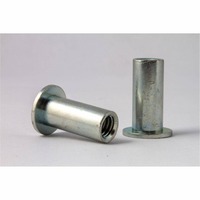 CFH Rivet Nut 1/4-20 UNC, [.085-.145 Grip Range] Large Flange Head, Full Hex Body, Steel/Zinc Clea